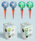 Four self-watering glass globes with pointed terracotta stakes and two retail boxes.